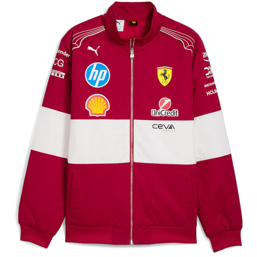 Ferrari F1 2025 týmová Vintage závodní bunda červená Ferrari F1 2025 týmová Vintage závodní bunda červená - pánské bundy