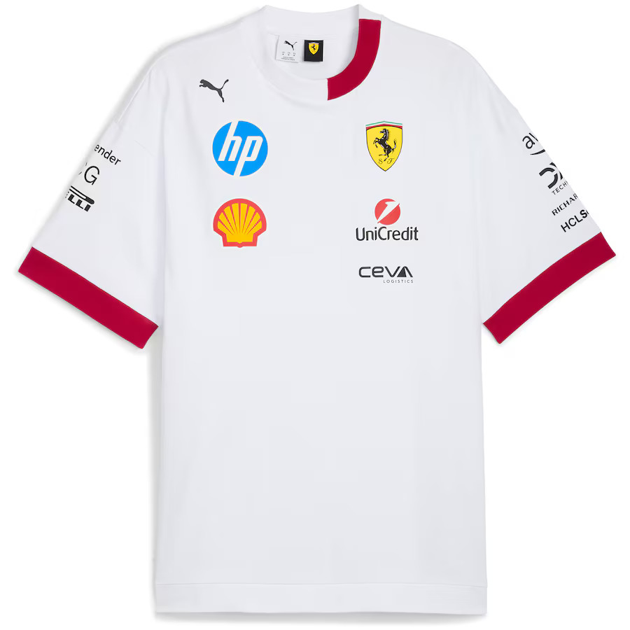Ferrari F1 2025 Drivers Oversized týmové tričko bílé - pánské trička
